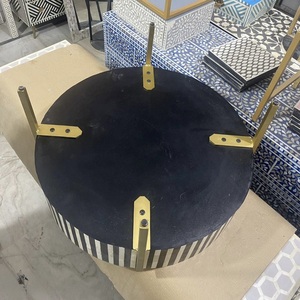 ILAHI's Bone Inlay <b>Table</b> Modern Design Agate Detailing <b>Storage</b> Portable Home Furniture - Product Image 1