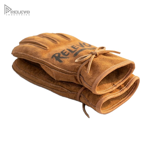 OEM Wholesale Suede Leather Gloves Custom Logo Printed, Tobacco Brown Vintage Work Wear Driving Gloves Leather <b>Wrist</b> <b>Strap</b> - Product Image 2