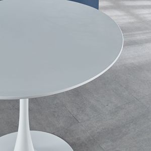 Tavolo da Pranzo Mid-Century Tulip Bianco da 107 cm con Piano in MDF e Base a Piedistallo, Tavolo d'Appoggio Leis - per 4-6 Persone - Product Image 5