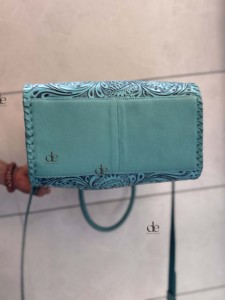 Bolso de Mano de Cuero Tallado a Mano 2026, Estilo Bohemio Gitano, Hecho a Mano, Color Azul, Elegante, Multiusos - Product Image 3