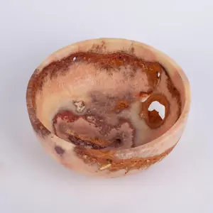 Cuenco de piedra artesanal, centro de mesa de piedra natural, ónix de alta gama hecho a mano, accesorio decorativo de lujo pulido, precio al por mayor - Product Image 5