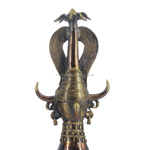 Figurines tribales en laiton antique Dhokra de la village de Bastar, faites à la main, bustes d'hommes et de femmes, 11 pouces, décoration pour la maison et le bureau, Inde - Product Image 3