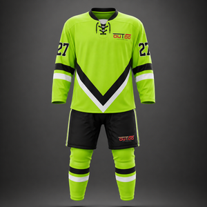 Tenue de hockey sur glace haut de gamme : Maillot et pantalon d'équipe en tissu respirant et anti-humidité pour les matchs de ligue et l'entraînement - Product Image 1