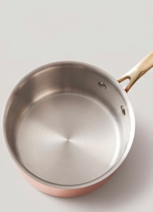 Copper Sauce <b>Pan</b> With Stainless Steel Lining And Brass Handle For Gas And Induction Cooker Modern Design Durable Kitchenware - Product Image 3