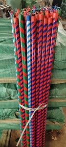 Colorful Striped Wooden Broom Handles 45in Long Lightweight Hard Bristles Home Floor Cleaning <b>Tools</b> Basic Style with <b>Hook</b> Top - Product Image 1