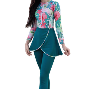 Traje de Baño Moderno con Estampado Floral, Cierre de Cremallera, Cómodo, Lavable a Máquina, Totalmente Personalizado, para Estilos de Vida Activos - Product Image 1