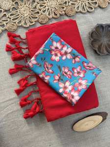 ชุดพื้นเมืองสำหรับผู้หญิงที่เป็นมิตรกับสิ่งแวดล้อม: ผ้าส่าหรีผ้าฝ้ายคัดสรรคุณภาพพร้อมพู่ห้อยและเสื้อผ้าฝ้ายเมจิก - Product Image 2