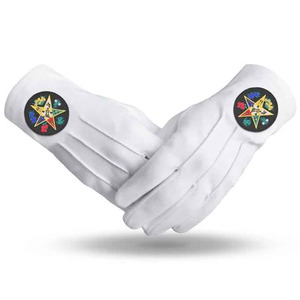 Gants de polissage personnalisés en coton et nylon blancs pour bijoux, gants de cérémonie maçonniques et de mariage avec logo brodé - Product Image 1