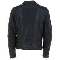 Blouson Biker Homme en Cuir Véritable à Col Montant, Fermeture Éclair, Respirant, Coupe-Vent, Hiver, Doublure Coton 220g, Logo Personnalisé