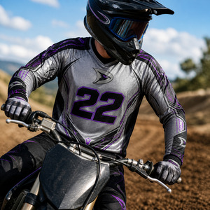 OEM Custom Reflective Metallic <b>Silver</b> Motocross Jersey Unbranded Polyester Mesh Dirt Bike Racing Shirt - Product Image 6