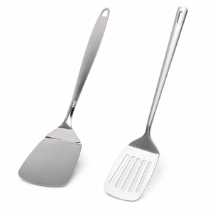 Stainless Steel Spatula and Griddle Scraper with Round Metal Handle Flipper and <b>Flat</b> <b>Top</b> <b>Grill</b> Turner BBQ Cooking - Product Image 6