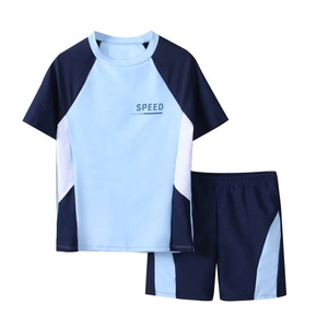 ชุดว่ายน้ำสองชิ้นสำหรับเด็กผู้ชาย8-12ชุดเซตชุดว่ายน้ำมีตัวอักษรทางเกงขาสั้นใส่เล่นว่ายน้ำชั้นเรียนวันหยุด - Product Image 2