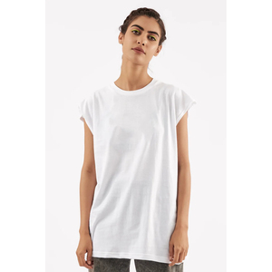 Women's <b>White</b> <b>Cap</b> <b>Sleeve</b> <b>T</b>-<b>Shirt</b> 100% Cotton Jersey Loose Fit V-neck Minimalist Solid Color Summer Breathable Drop Shoulder Long - Product Image 5
