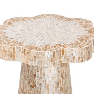 Elegante mesa redonda decorativa de capiz con detalles de nácar para sala de estar y dormitorio, mueble moderno para interiores. - Product Image 3