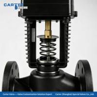 Vanne de régulation électrique à 3 voies en fonte grise HT200 avec bride pour un étanchéité fiable pour la circulation d'eau froide et chaude