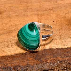 Anillo ajustable de malaquita en forma de pera, hecho a mano, plata de ley 925, estilo vintage, joyería bohemia, regalo para mujer - Product Image 6