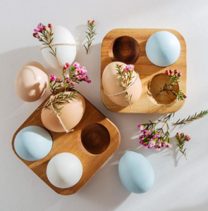 <b>Set</b> of Two <b>Square</b> Shape Kitchenware Tools Egg Tray Holder Home Hotel And Restaurant Light Brown Wooden Egg Storage Serving Tray - Product Image 1
