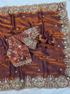 Sari de Seda de Diseño Indio con Bordado Zari, Elegante y Moderno para el Verano, Casual, para la Playa, Bodas y Fiestas, de Secado Rápido - Product Image 6