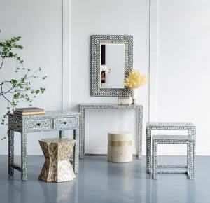 Miroir rectangulaire d'appoint en nacre, mosaïque à quatre feuilles, fait main, pour projets de mobilier contractuel, vente en gros - Product Image 4