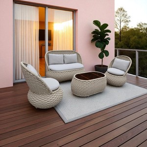 Conjunto de Sofás de Exterior de 5 Piezas con Cuerdas Trenzadas, Estilo Contemporáneo, con Cojines Cómodos, Muebles Modernos para Jardín y Patio, para el Hogar y Resorts - Product Image 1