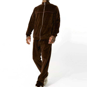 Men's Winter Eco-Friendly Velvet Tracksuit with Zipper Fly Hoodie & <b>Trouser</b>-Windproof Breathable 100% Polyester - Product Image 1
