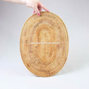 Round <b>Rattan</b> Wicker <b>Table</b> Mat Handwoven Natural Placemat for <b>Dining</b> <b>Table</b> Decor Restaurant Service and Home Use - Product Image 4