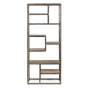 Étagère bibliothèque industrielle moderne en bois extensible à 4 niveaux, autoportante et sans dossier, pour salon et bureau à domicile - Product Image 1