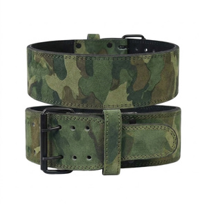 Hot Sale Camouflage Suede Leather Custom Weightlifting & Bodybuilding Dual Prong Buckle Powerlifting Gym <b>Belt</b> For Workout - Product Image 2