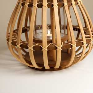 Handmade Bamboo Candle <b>Lantern</b> Rustic Woven <b>Tealight</b> Holder Boho Table Centerpiece Eco Decor OEM Supplier Vietnam - Product Image 5