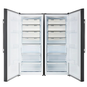 ตู้เย็นและตู้แช่แข็งแบบแปลงสภาพได้ Maderno 60 27 2 คิว พร้อมชุดตกแต่งทันสมัยสีดำพร้อมมือจับทองเหลืองโบราณ - Product Image 3