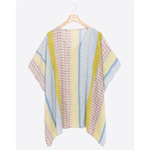 Minivestido Kaftán de Playa Tejido con Estampado Floral Bohemio Ecológico de Viscosa, Cuello en V, Borlas, Transpirable y Asimétrico - Product Image 2