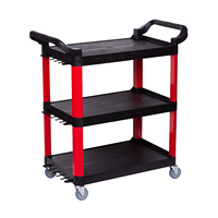 Restaurant Cuisine Plastique Robuste Facile à Installer Chariot Utilitaire à 3 Niveaux Chariot de Service