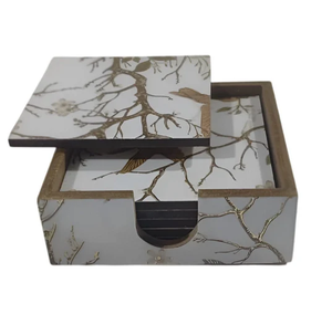 Posavasos de MDF con Diseño Rectangular y Patrón de Rama de Árbol, Impresión Esmaltada Mate, Decoración de Mesa - Product Image 1