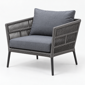 Moderno juego de sofás para patio exterior de 4 piezas con mesa de centro, muebles de ratán PE gris - Product Image 6