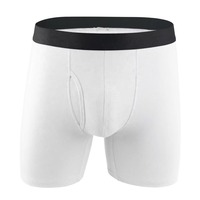 Boxers amples en coton tricoté sans couture pour hommes, couleur unie, taille mi-haute, confortables pour le sommeil, sous-vêtements, vente en gros OEM, personnalisables