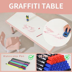 <span class=keywords><strong>Mesa</strong></span> de <span class=keywords><strong>Estudio</strong></span> Escolar de Plástico Moderna Multifuncional SINKIPA, Venta al por Mayor de Fábrica, 4 Sillas, Altura Ajustable, para Dormitorio - Product Image 3