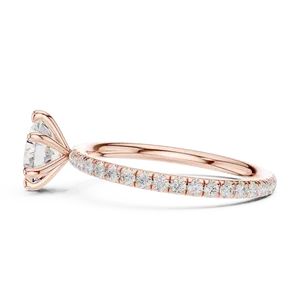 Bague de fiançailles en diamant de laboratoire taille brillant rond, en or massif 18 carats, avec pavé éternité et pierre centrale couleur E, bijoux de mariage - Product Image 6