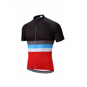 Ensemble de maillot de cyclisme à manches courtes, rayures noires, rouges, bleues et blanches, séchage rapide, vêtements de vélo pour hommes et femmes - Product Image 2