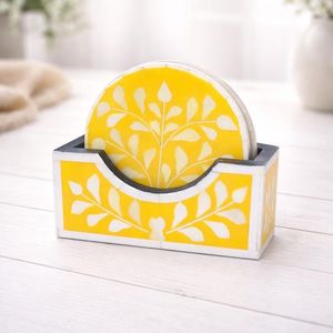 Elegant Bone Inlay Serving <b>Coaster</b> Set Luxury Handmade <b>Drink</b> Protection Home Furnishing Accessory Premium - Product Image 2