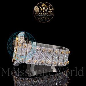 Montre-bracelet élégante en alliage de quartz avec boîtier carré, cadran de 42 mm, bracelet de 20 mm, aiguille en moissanite couleur D VVS1, montre de luxe de précision pour les soirées - Product Image 2