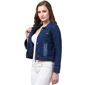 High Quality Women's <b>Denim</b> <b>Jackets</b> Long Sleeve Ladies <b>Crop</b> Jeans <b>Jackets</b> for Sale OEM Serviced Customized Women <b>Jacket</b> - Product Image 2