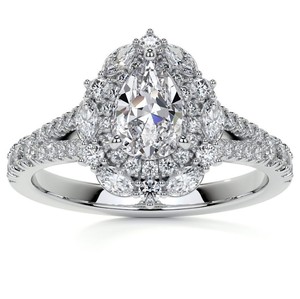 Pear Cut Moissanite 925 Sterling <b>Silver</b> 18K Gold Plated Luxury <b>Solitaire</b> Engagement Wedding Promise <b>Ring</b> Women - Product Image 1
