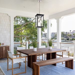 Lampada a Sospensione da Esterno in Nichel Spazzolato Nero, Antiruggine e Impermeabile, Lampadario per Portico Anteriore e Illuminazione a Soffitto - Product Image 6