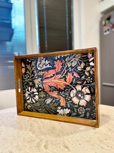Bandeja de Servir de Madera con Diseño Floral Vintage, Patrón Botánico William Morris, Rectangular, para Desayuno, con Asas Recortadas - Product Image 6