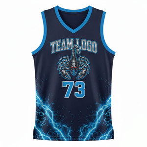 Maillot de basket-ball personnalisé pour hommes avec nom d'équipe, 100% polyester, léger, respirant, antibactérien, protection UV, vêtements de sport - Product Image 1