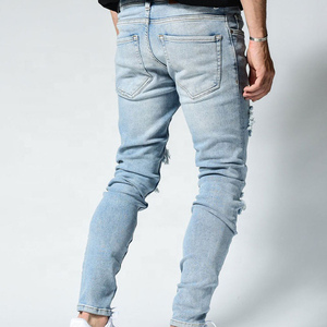 Jean slim déchiré extensible pour homme, design personnalisé, respirant, coupe ajustée, imprimé automne, tendance, vente chaude, OEM - Product Image 3