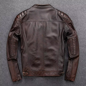 Veste en cuir véritable pour homme, grande taille, avec logo frontal, haute qualité, imperméable, prix de gros - Product Image 2
