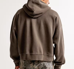 Sweat-shirt à capuche zippé en molleton bouclette pour homme, avec broderie plate, style décontracté haut de gamme, vente en gros, fabricant - Product Image 2