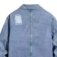 Veste en jean slim fit pour homme, fabrication professionnelle, usage décontracté en extérieur, col montant, logo sur le devant, 100% coton, personnalisable