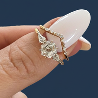 Bague de fiançailles en diamant de laboratoire 1,20 carat, certifiée IGI, VS1 F, taille hexagonale, plaqué or 14 carats, rhodié, classique pour femme